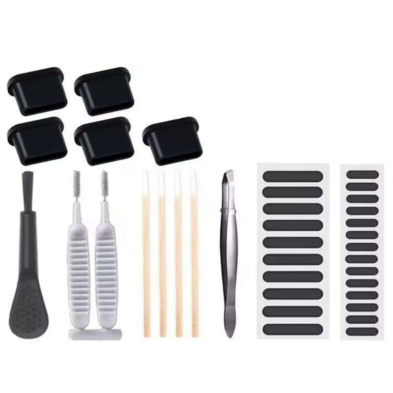 AT82-Phone Port Cleaning Kit Charging Port Dust Plug Anti-Dust Protective Set Keyboard Dust Plug Kit For Phone Tablet Camera