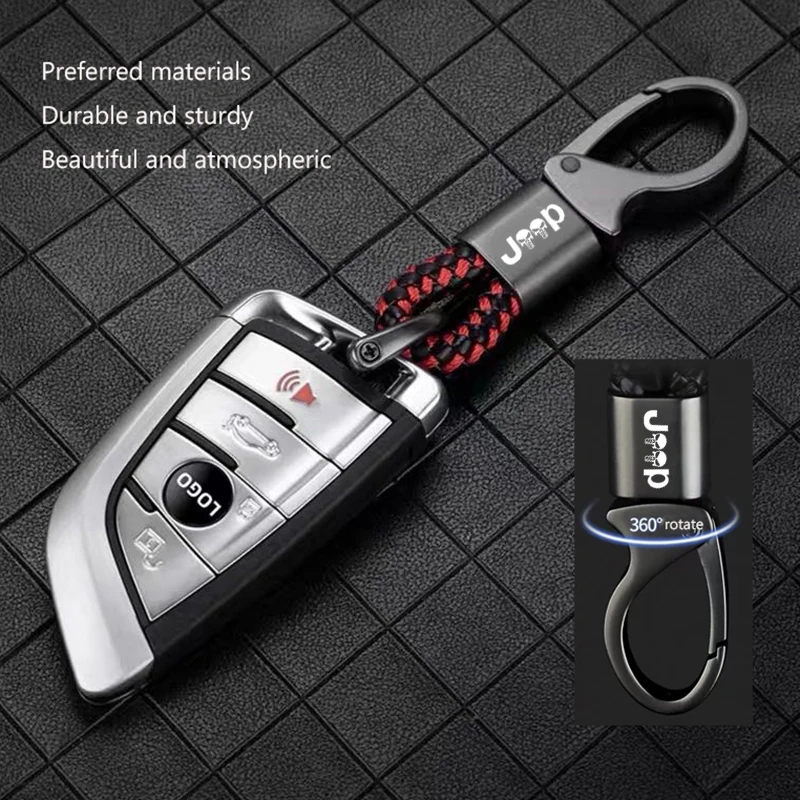 For JEEP Calfskin Keychain Zinc Alloy Auto Keyring Accessories  Jeep Car Renegade Compass Grand Cherokee Wrangler jk Gladiator