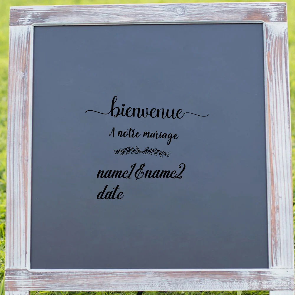 1 pc nice French Personalized Name Wedding Wall Stickers Love Connecting Each Name a Notre mariage Engagement Sticker