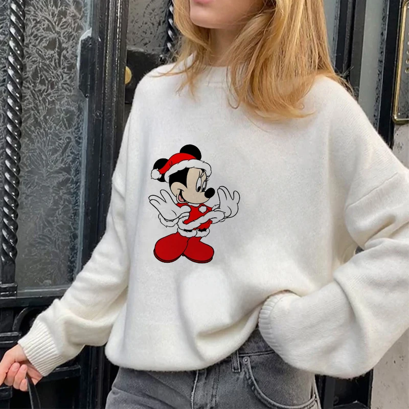 Mickey Mouse Print Women's Autumn And Winter Sweater Loose Long Sleeve Clothes Casual Top