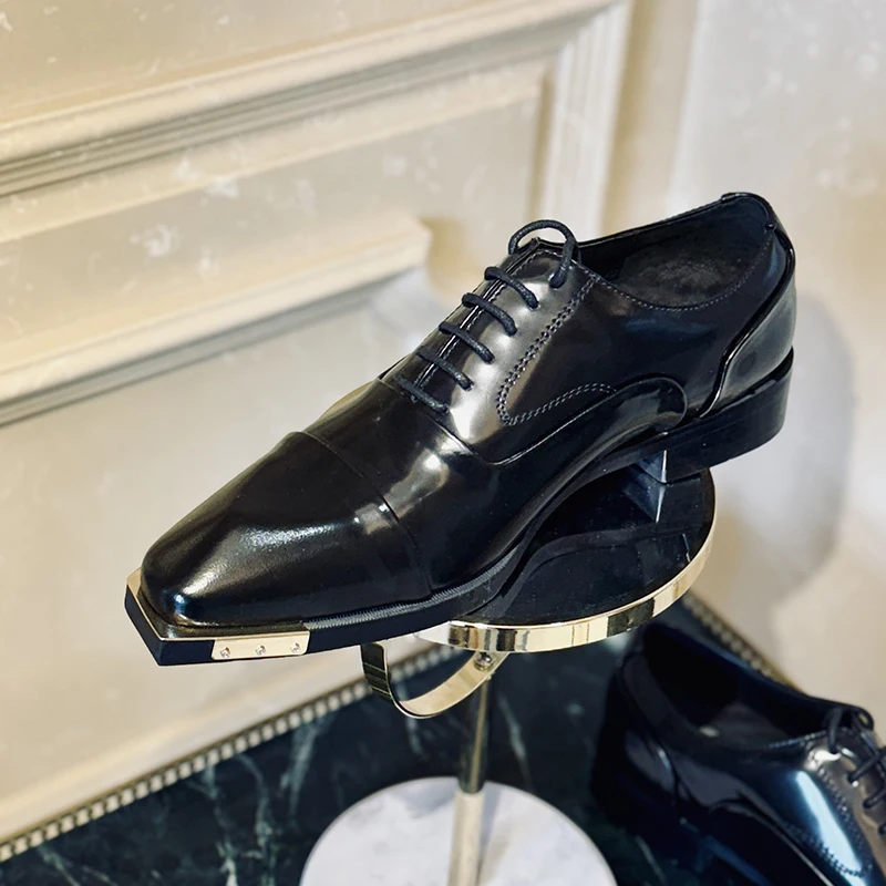 JINIWU 2026 Metal‑Cap Gentleman Dress Shoes, Three‑Piece Oxford Shoes for Gentlemen Parties, Men's Full‑Grain Leather Formal Sho