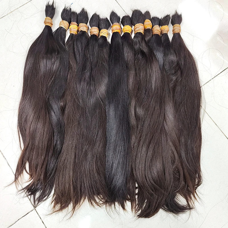 Extensions de cheveux humains bruns vierges, tressage en vrac naturel, cabmirHuman en vrac brut, sans trame, non traité, haute qualité