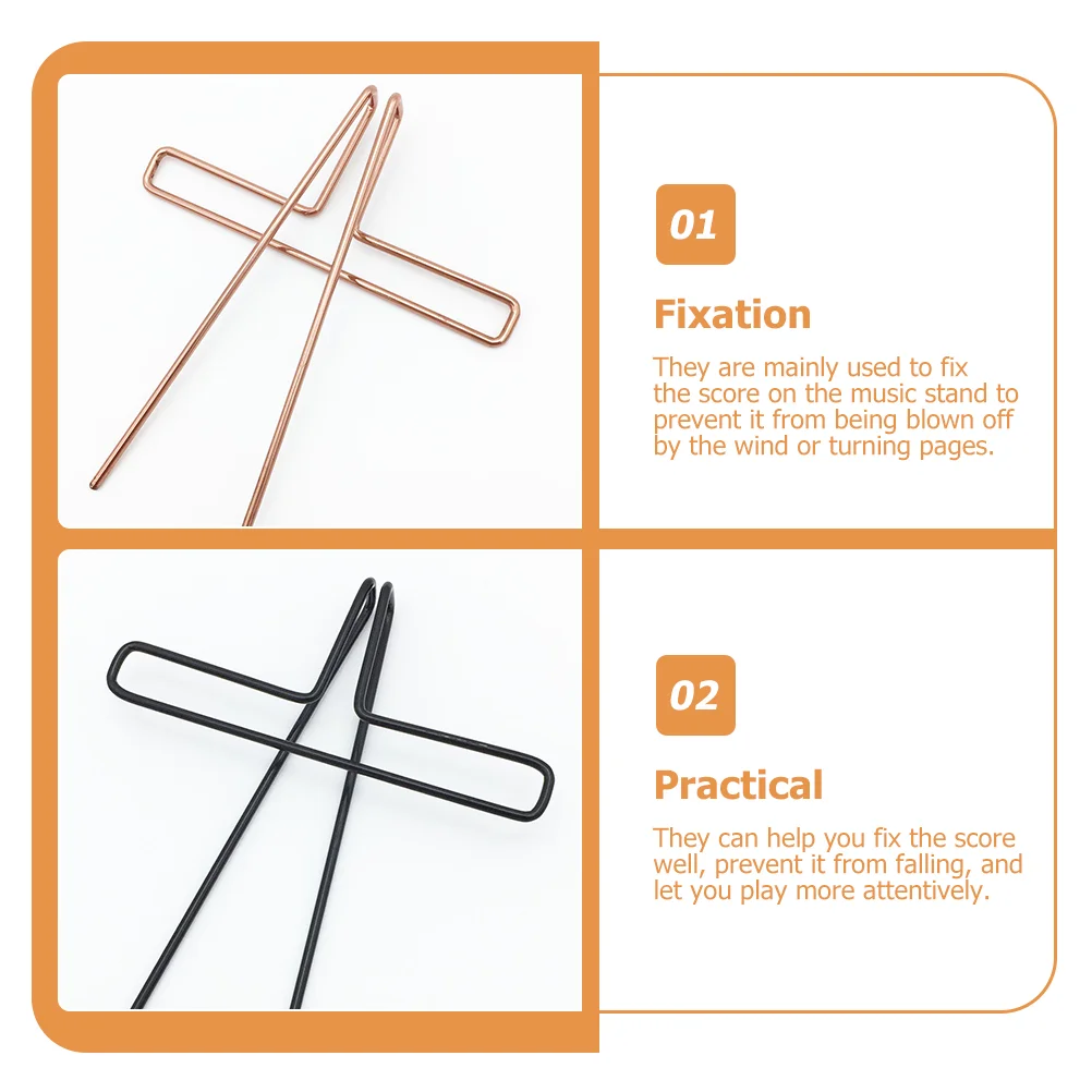 

2 Pcs Metal Sheet Music Holder Bookmarks Score Clamp Clip for Reading Note Folder