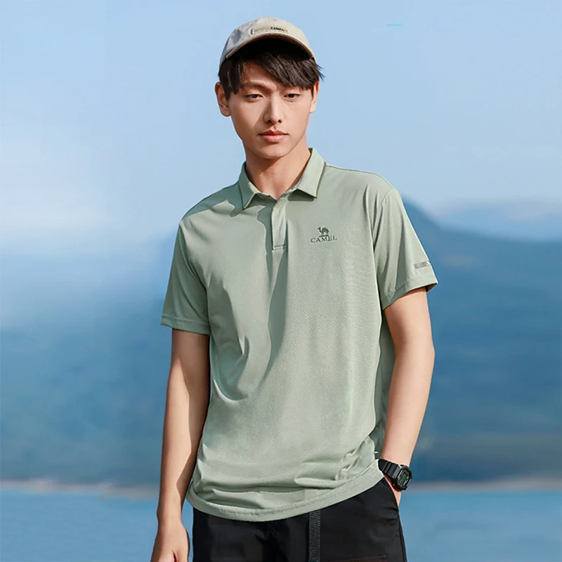 GOLDEN CAMEL T-shirts Outdoor Quick-dry Polo Shirts Men Women Short-sleeved t-shirt 2023 Summer Lapel Loose Running Sports Top