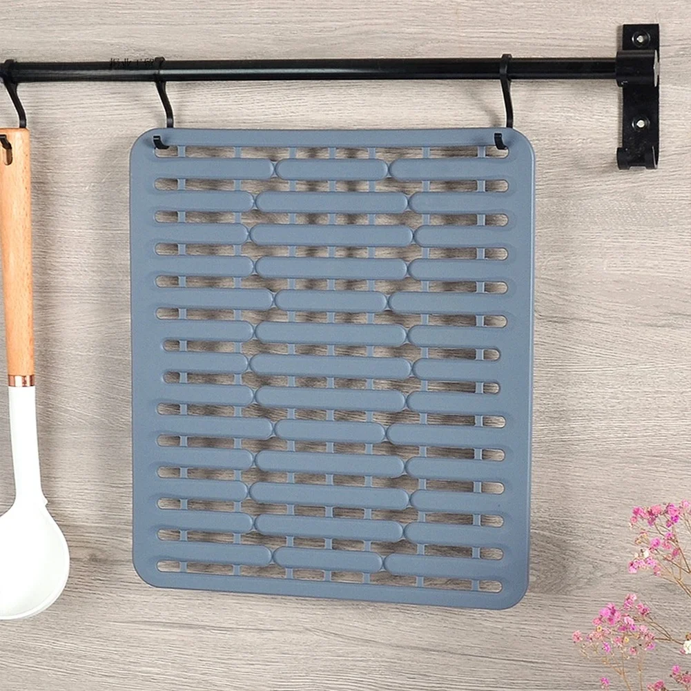 2pc Silicone Drain Pad for Sink - Dish Drying Mat with 32.5 x 18.5 x 1.1 cm Dimensions and Heat Resistant Build