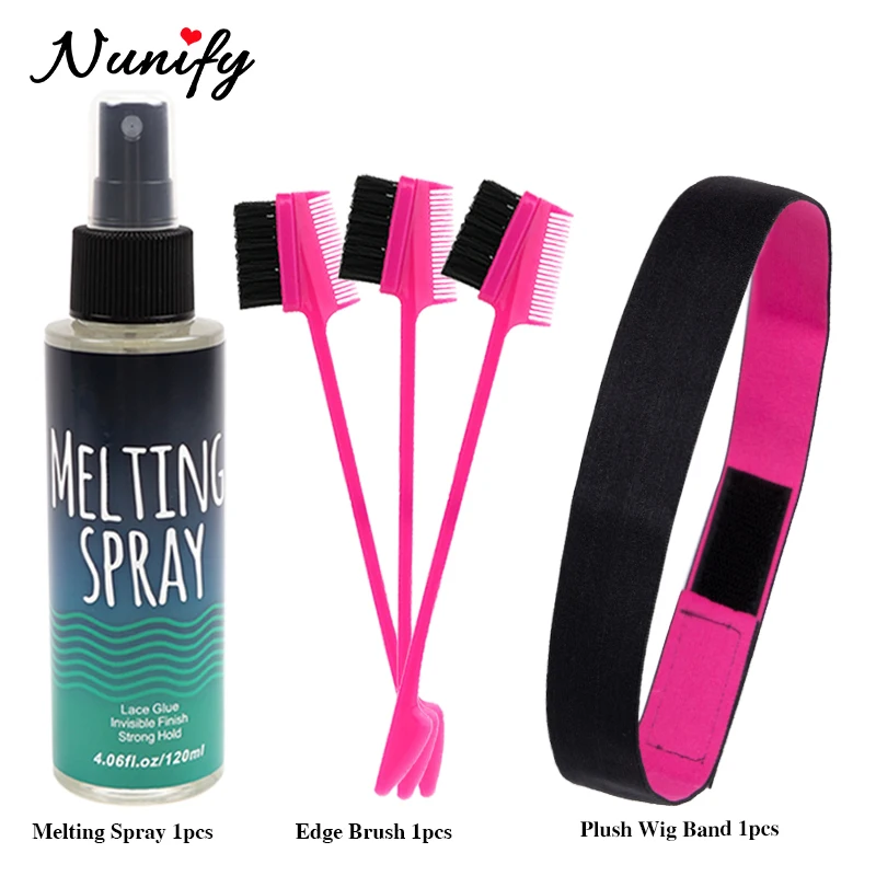 

120Ml Lace Bonding Adhesive Melting Spray For Lace Front Wig 3Pcs Wig Install Tools Soft 3Cm Lace Melting Band With Edge Brush