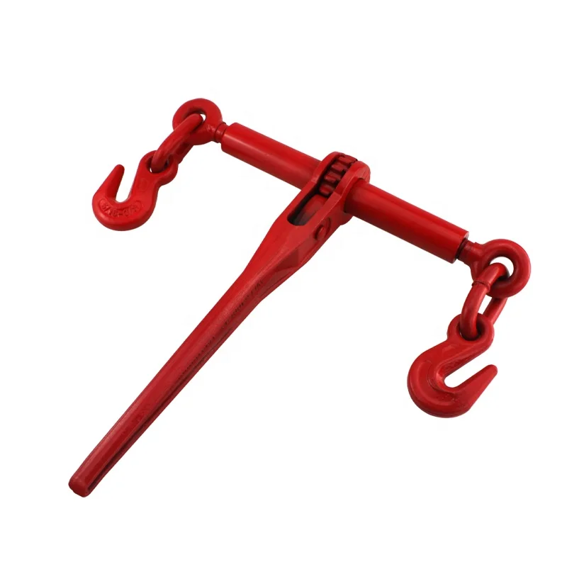 US 4PS 5/16-3/8'' G70 Chain Ratchet Load Binder with Hooks 5400LBS Powder Coated on Sale