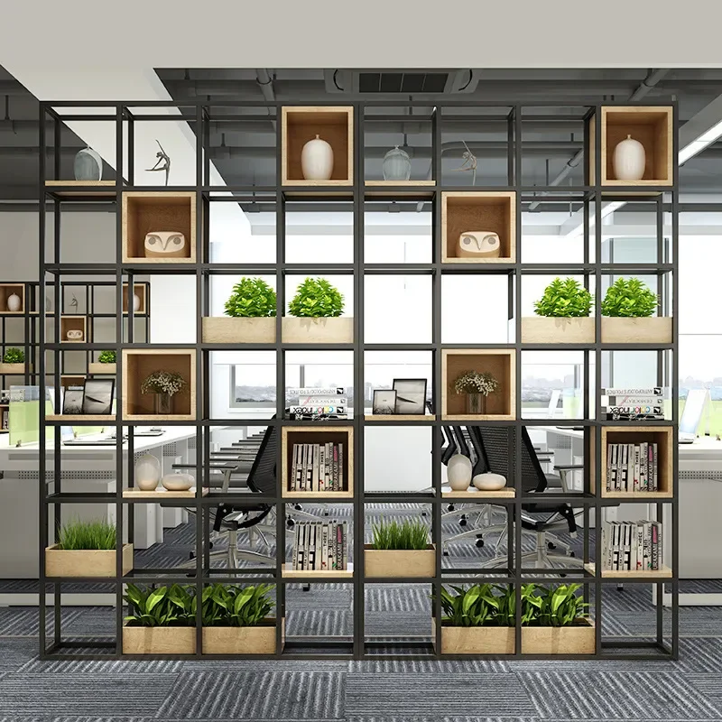 Industrial Wrought Iron Solid Wood Bookshelf Floor Standing Storage Rack Open Display Unit for Living Room Office File