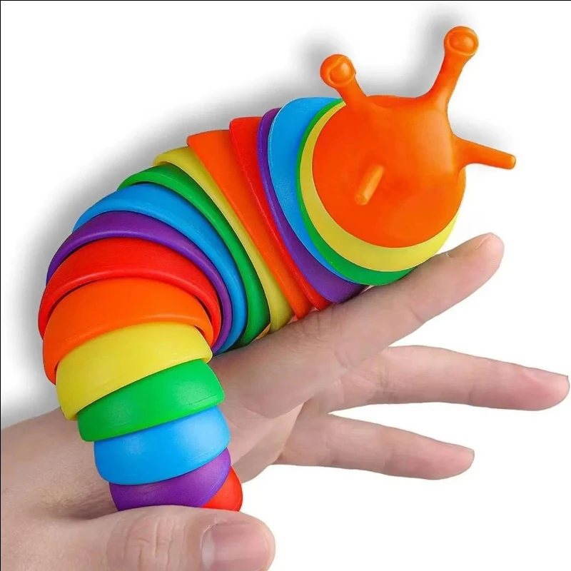 Fidget Slug Toy for Children 18cm 3D Colorful Sensory Slug Relieves Fun Decompression Toy Creative Twist Caterpillar Fidget Toys