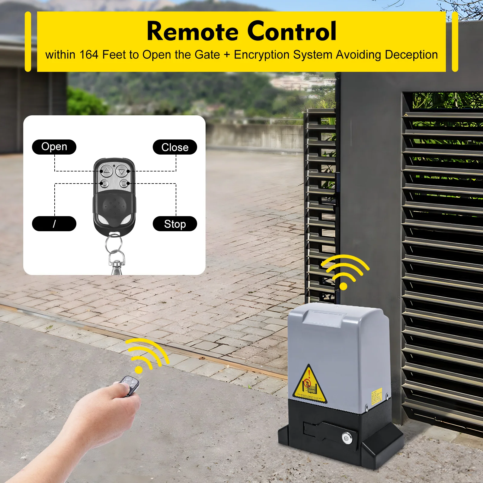 750W Sliding Gate Opener Electric Automatic Motor Remote Kit Heavy Duty with Remote Control and Keys