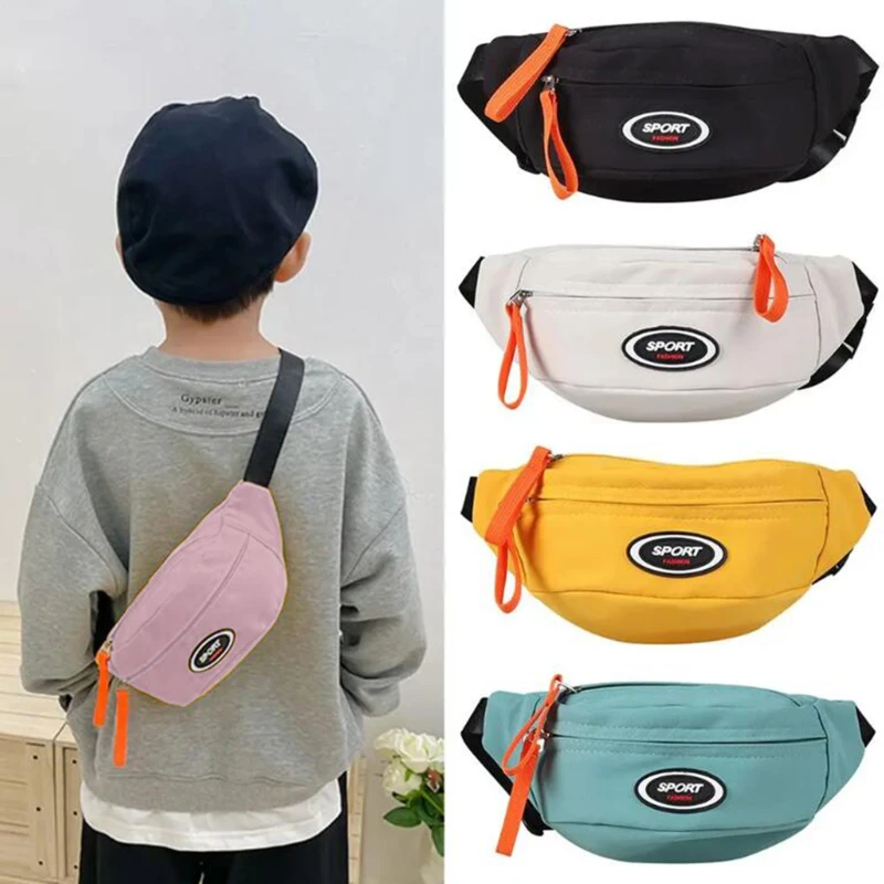 Yeni moda sevimli çocuk göğüs çanta bir omuz Crossbody Fanny paketi tuval çapraz çanta kız erkek fermuar çanta para kesesi