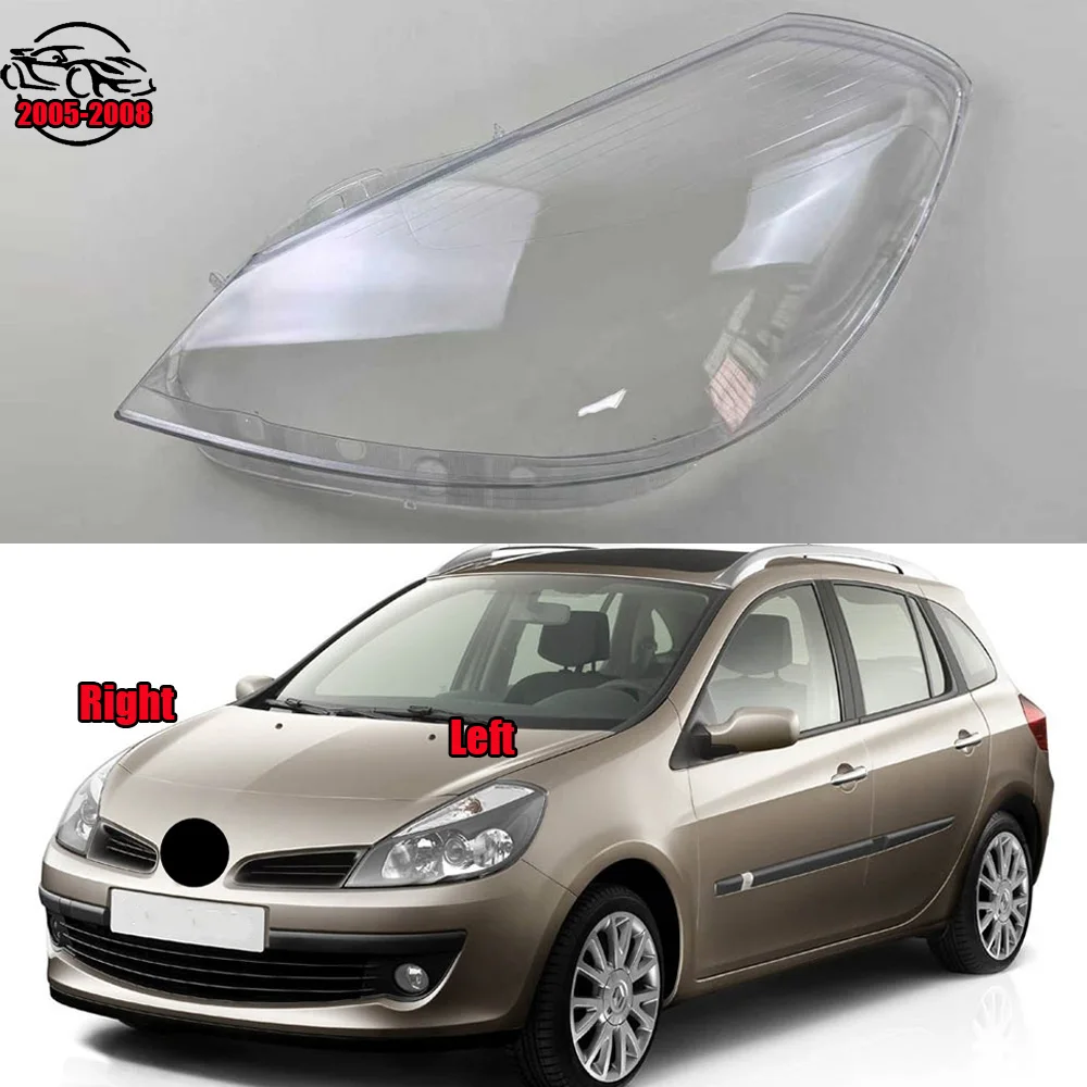 

For Renault Clio 2005 2006 2007 2008 Headlamp Cover Shade Transparent Lampshade Headlight Shell Plexiglass Replace Original Lens