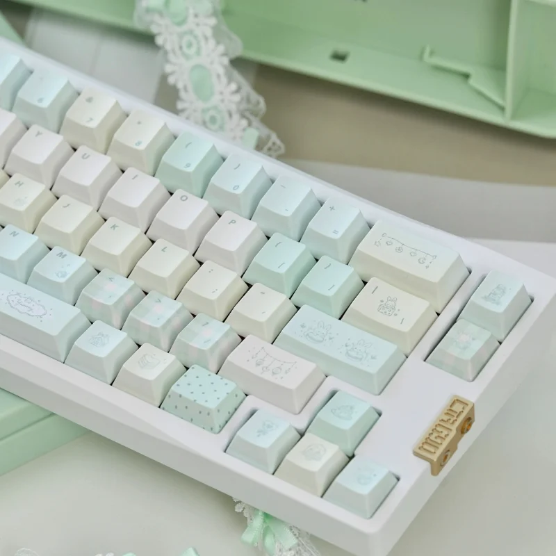 MAIMOOO Keycaps Mint Cheese Themed CHERRY High PBT Material Light Colored Keyboard Keycaps