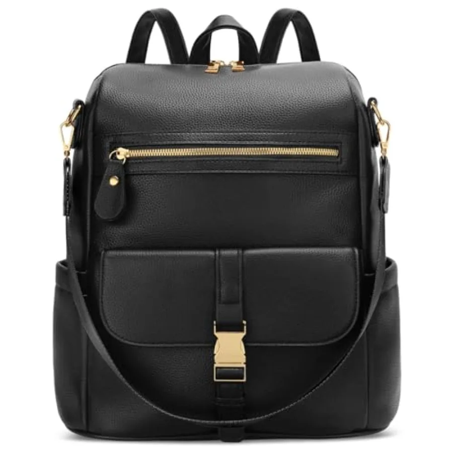 

Backpack Purse for Women - Multi-pocket Leather backpack for Travel, Work and School with Anti-Theft Lock Pocket, Luggage Strap