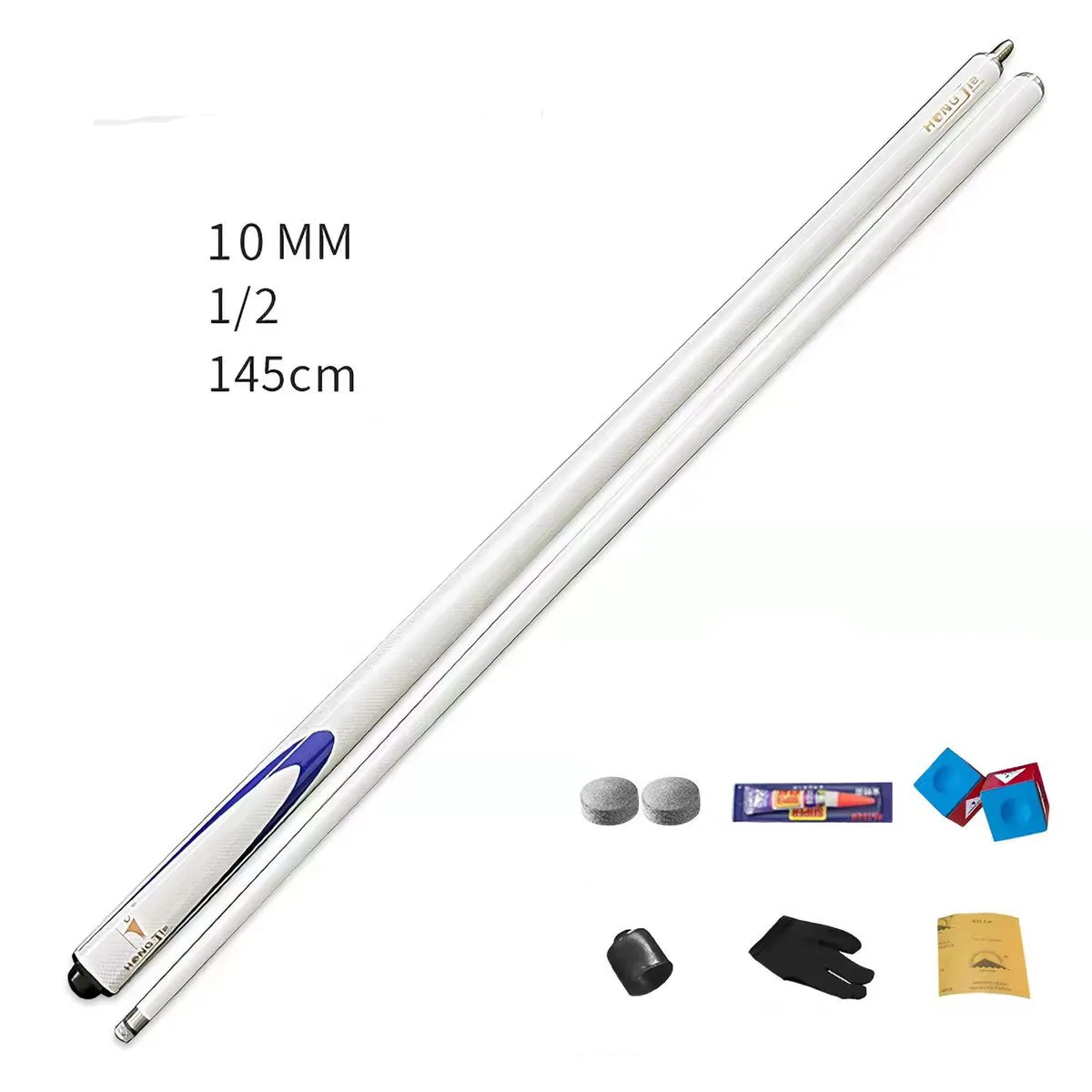 Professional Carbon Fiber Pool Cue 10mm Tip 1/2 Split Cue Stick Stainless Steel Quick Joint for High-Speed Spin Jump Shots