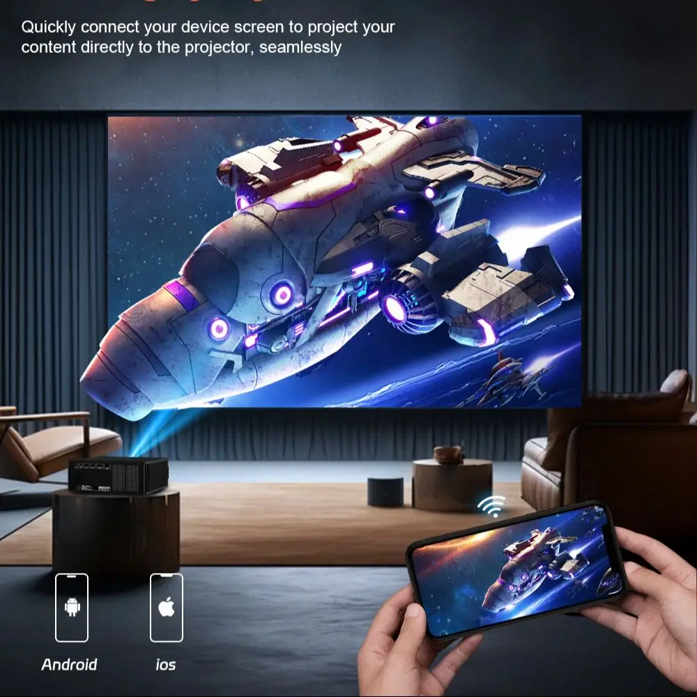 جهاز عرض فيديو DESS C4Pro 4k مزدوج واي فاي 1800Lume BT5.2 1080P مع التركيز التلقائي للسينما المنزلية جهاز عرض تلفزيون أندرويد مشروع شاشة LED #5