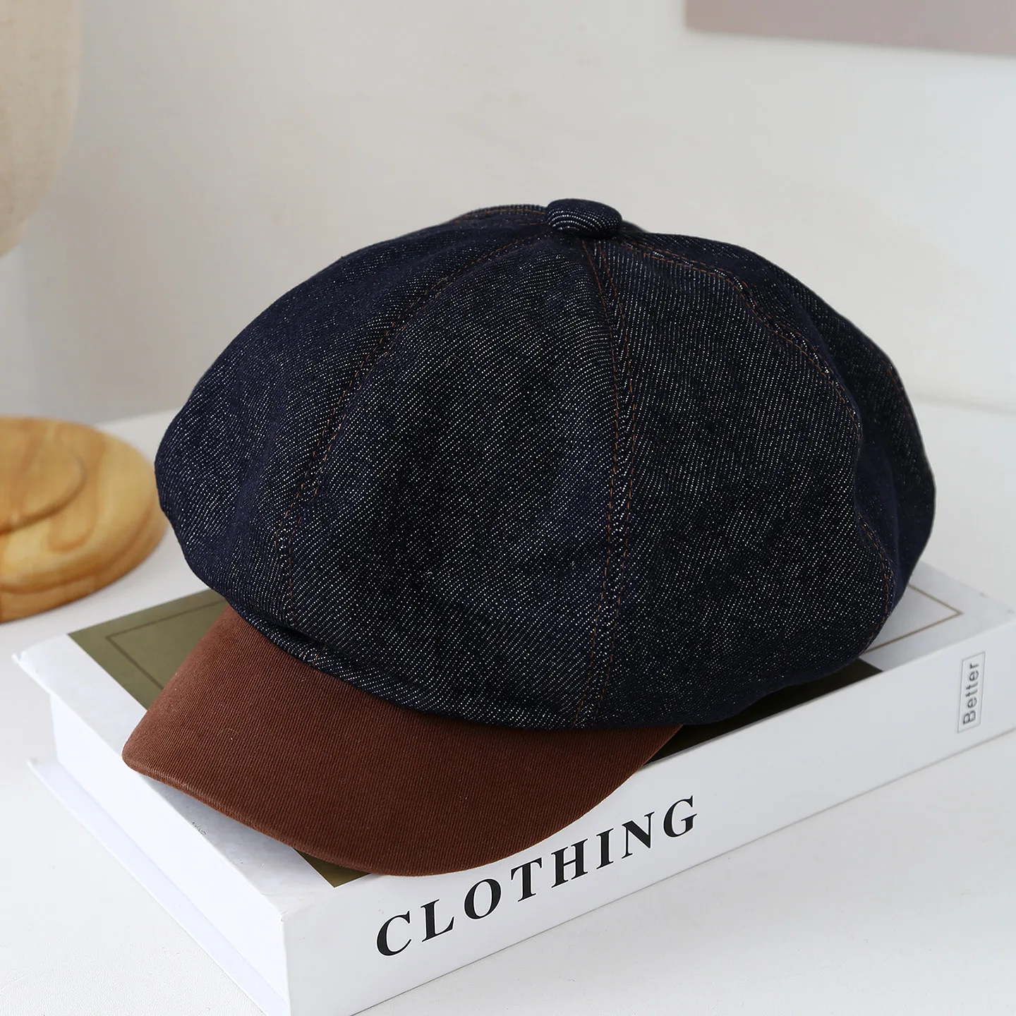 

Vintage Newsboy Cap For Women Autumn Winter Hats For Women Denim Cloth Beret Painter Cap Female New