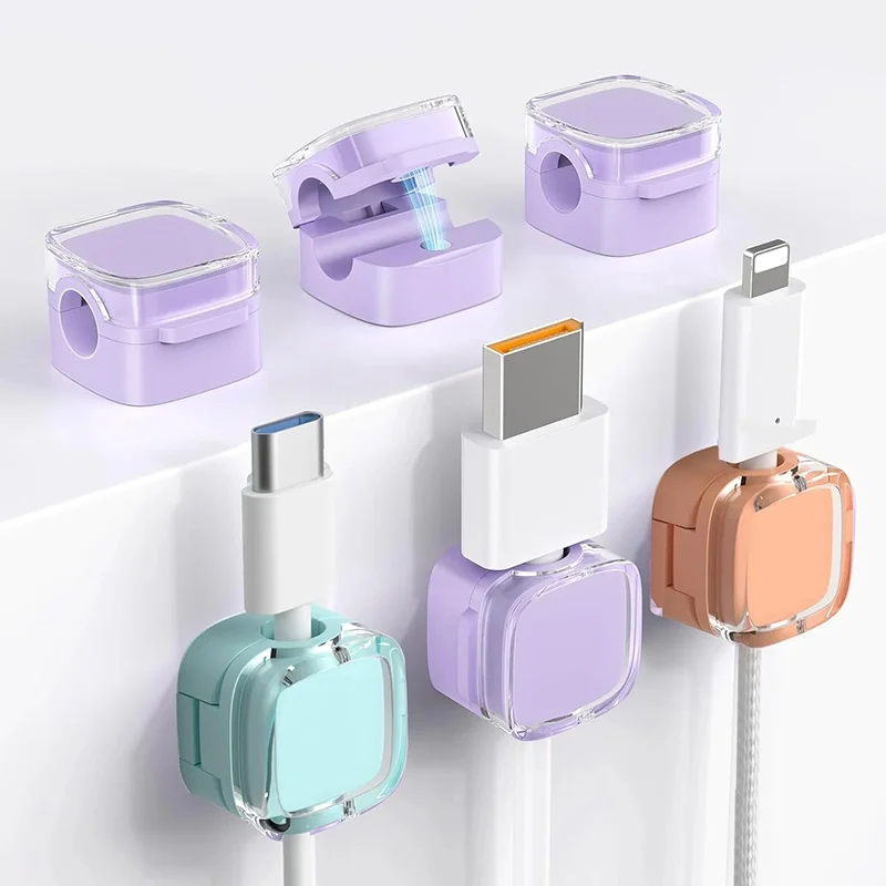 6pcs Magnetic Cable Holder Adhesive Wire Keeper Cord Cable Organizer USB Charging Line Holder For Home Office Desktop Management