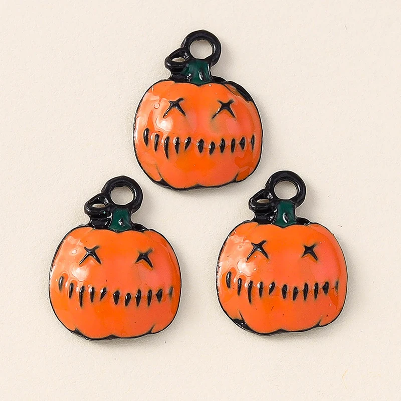 Leslie 10 stks Halloween Charms Leuke Griezelige Pompoen Charms Hanger voor Halloween Sieraden Maken Kettingen Oorbellen Armbanden DIY