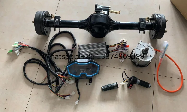 BLDC 1000W 48V 60V 72V Electric Tuktuk Three Wheel Rickshaw Motor Controller Throttle Axle Kit Bajaj TVS Conversion to Electric