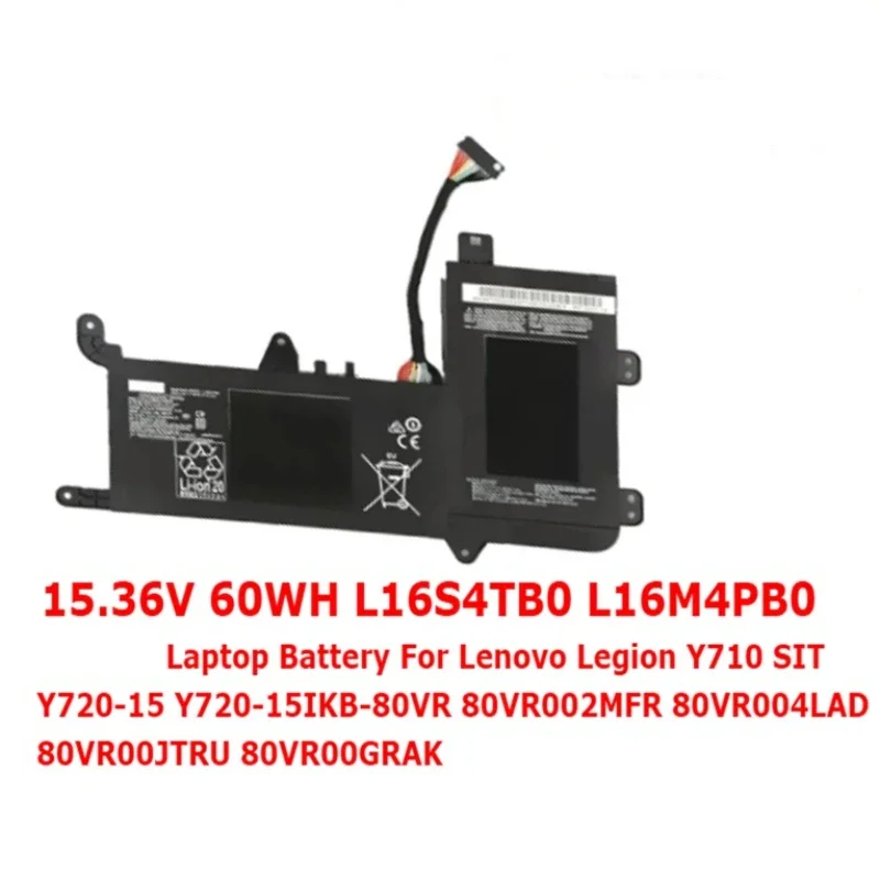 L16S4TB0 L16M4PB0 Laptop Battery for Lenovo Legion Y710 SIT Y720-15 Y720-15IKB-80VR 80VR002MFR 80VR004LAD 15.36V 60Wh