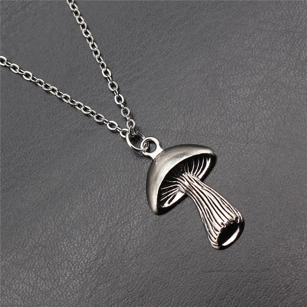 1pcs Mushroom Charms Chain Necklace Nail Charms Jewelry For Woman Popular Chain Length 43+5cm