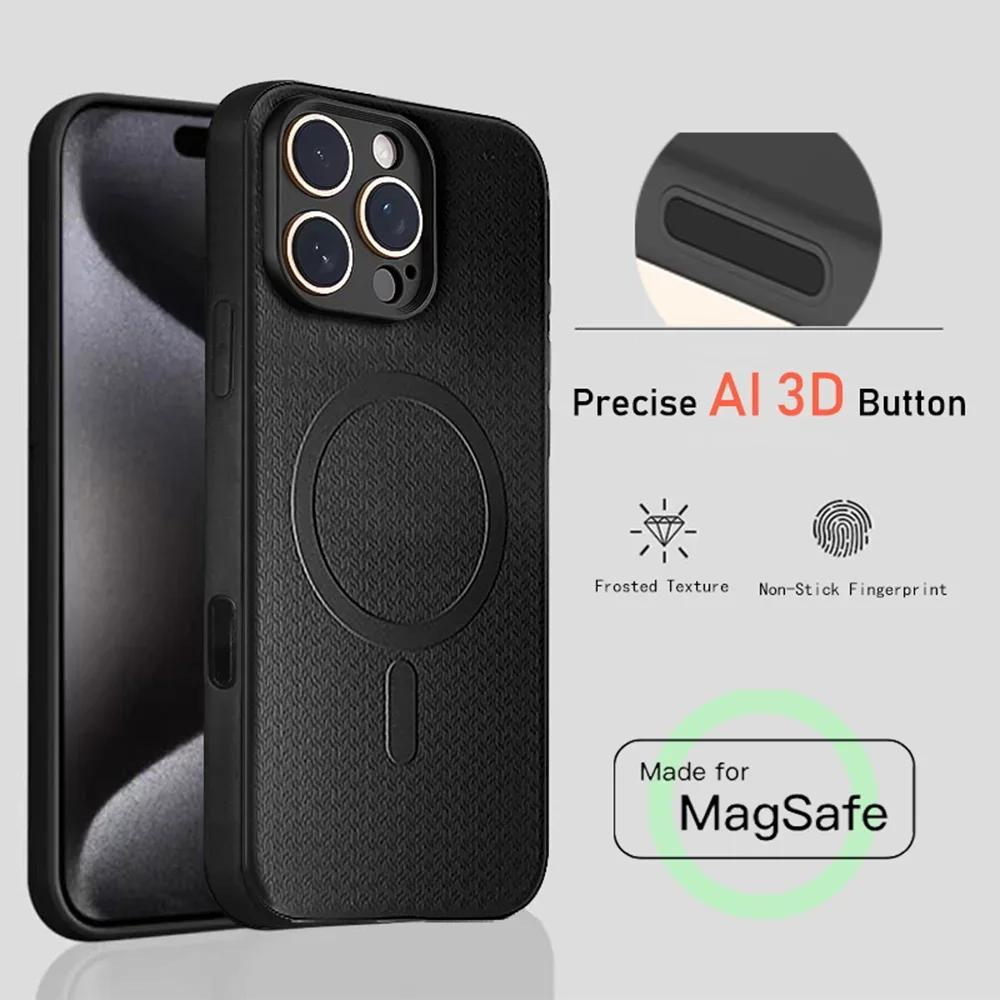 

New Apple 16 Pro Max iPhone Case Camera AI Button Fingerprint-Proof Enhanced Magsafe Cover Soft Absorption Fall Protection Funda