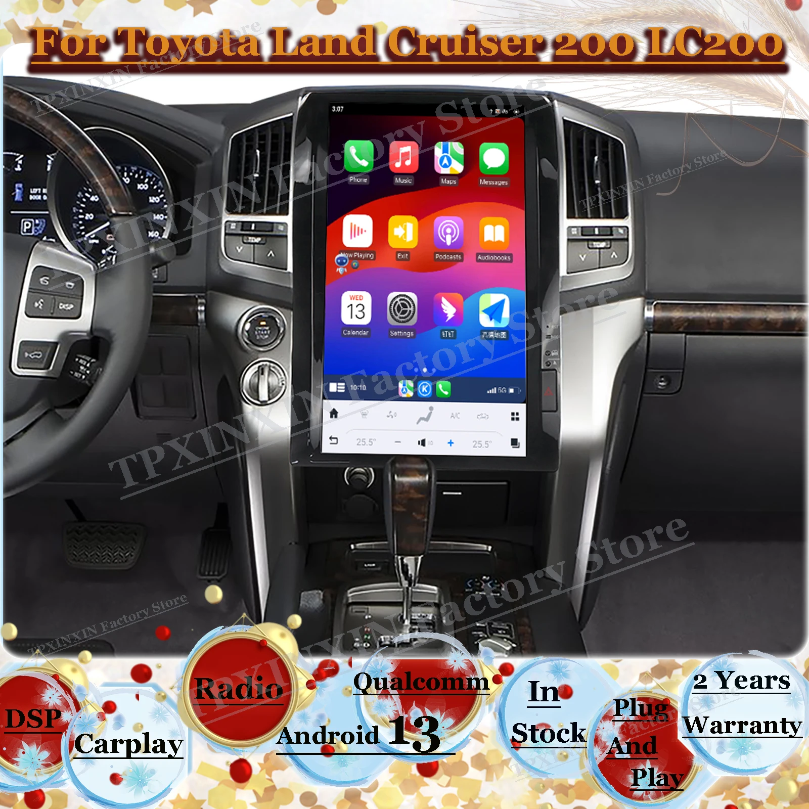 Qualcomm Android Vertical Stereo For Toyota Land Cruiser 200 LC200 2008 2009 2010 2011 2012 2013 2014 2015 Navi Player Head Unit