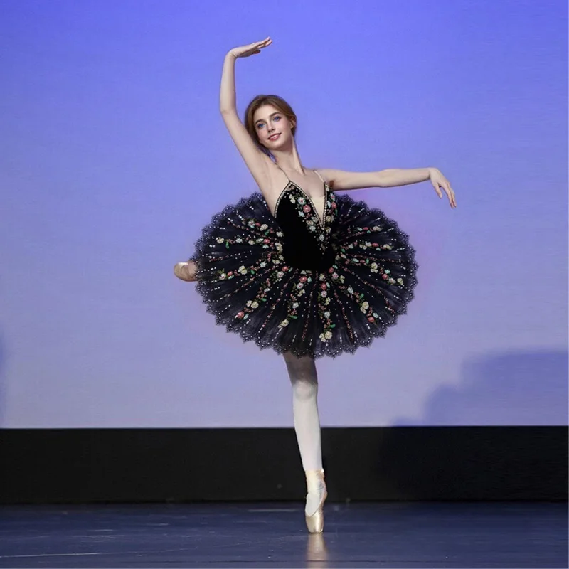 

Children Ballet Dress Professional Tutu Dance For Girls Kids Leotard Ballerina Group Performance Skirt Little Swan Velvet
