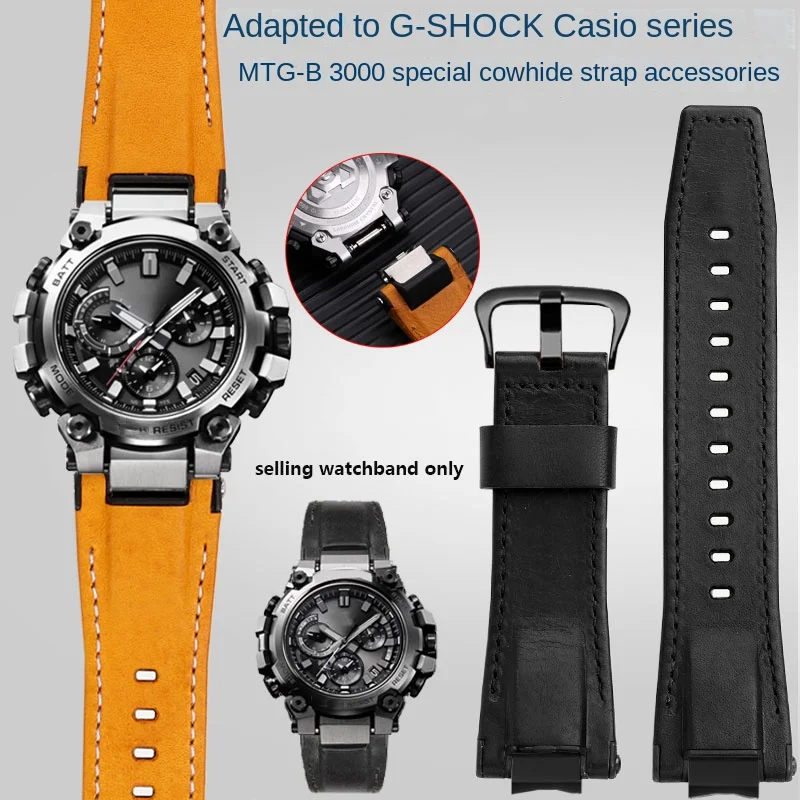 

Men Watchbands Suitable for Casio MTG-B3000B/BD series trendy modified cowhide canvas quick release watch accessories