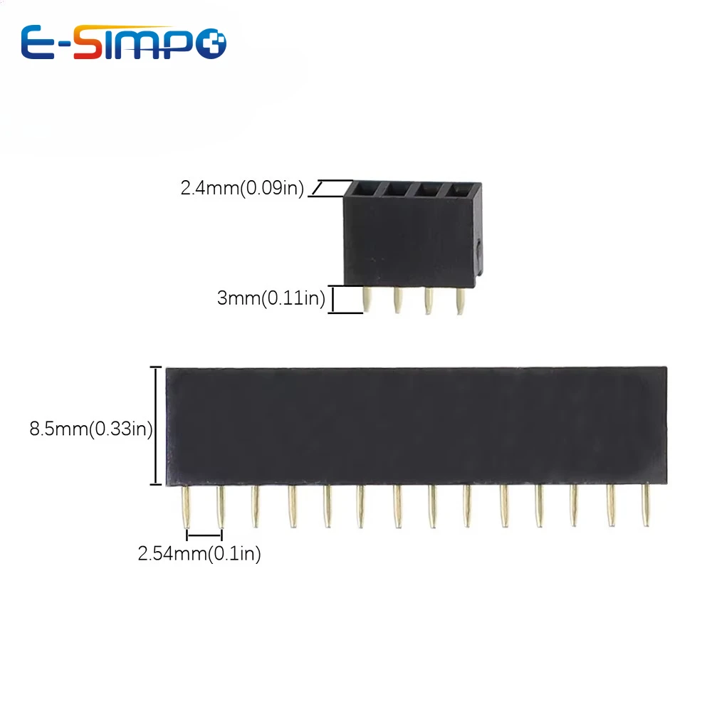 10pcs 2.54mm Double Row Straight Female 2x2/3/4/5/6/7/8/9/10/12/14/16/18/20/25/40Pin Header Socket Connector
