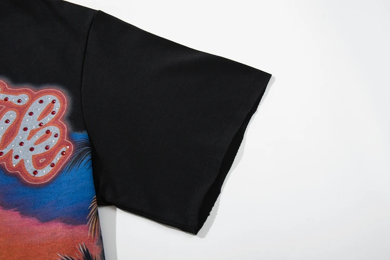 Herren-T-Shirt mit Strass-Totenkopf-Grafik, Hip-Hop-DJ-Skelett-Print, Y2K-Streetwear, Oversize-Baumwoll-Oberteil, Unisex-Sommer-T-Shirt – Detail 9