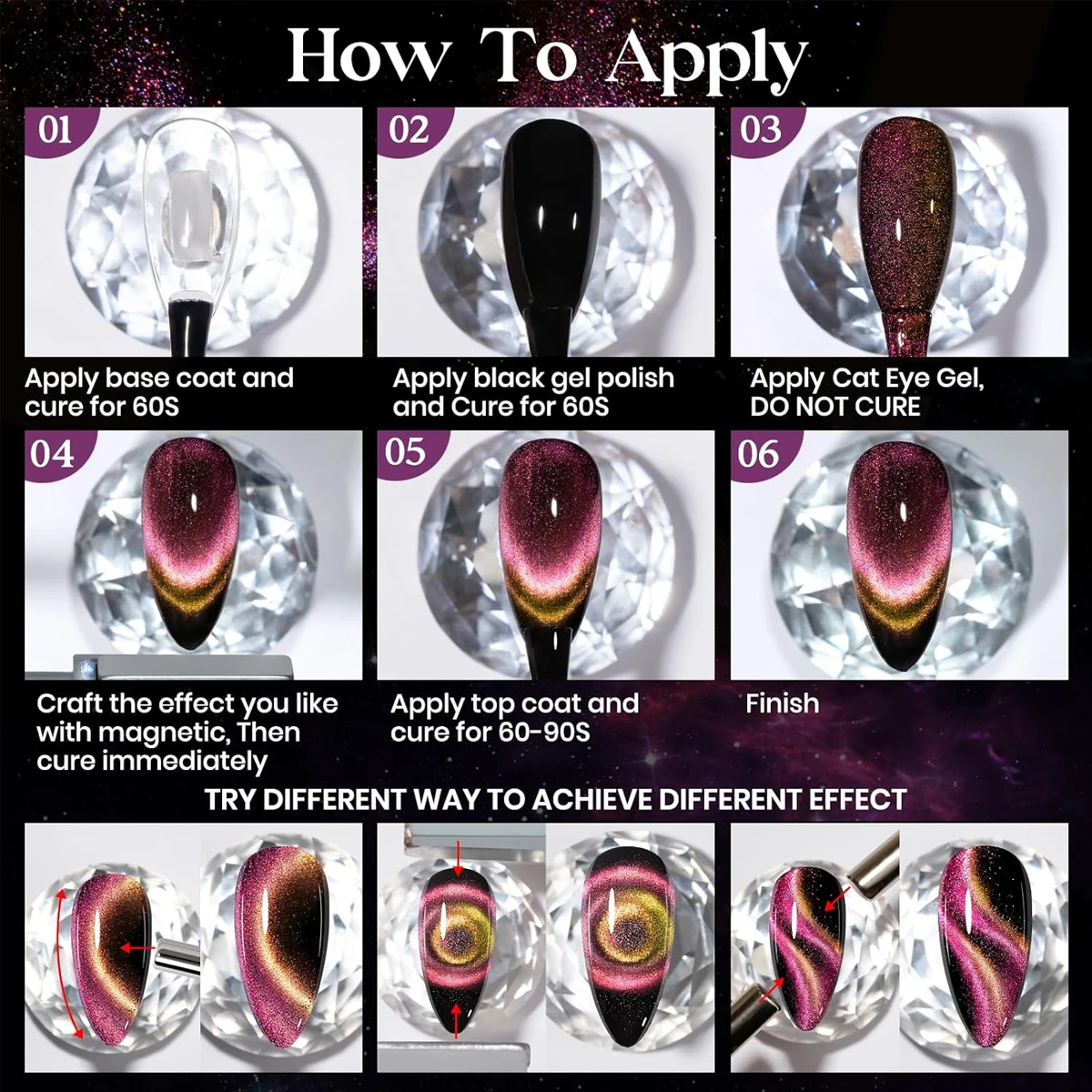 1-2 قطعة 10 مللي أورورا القط العين هلام مسمار البولندية بريق الترتر المغناطيسي مسمار البولندية نقع قبالة UV LED ورنيش مسمار الفن الشتاء #6