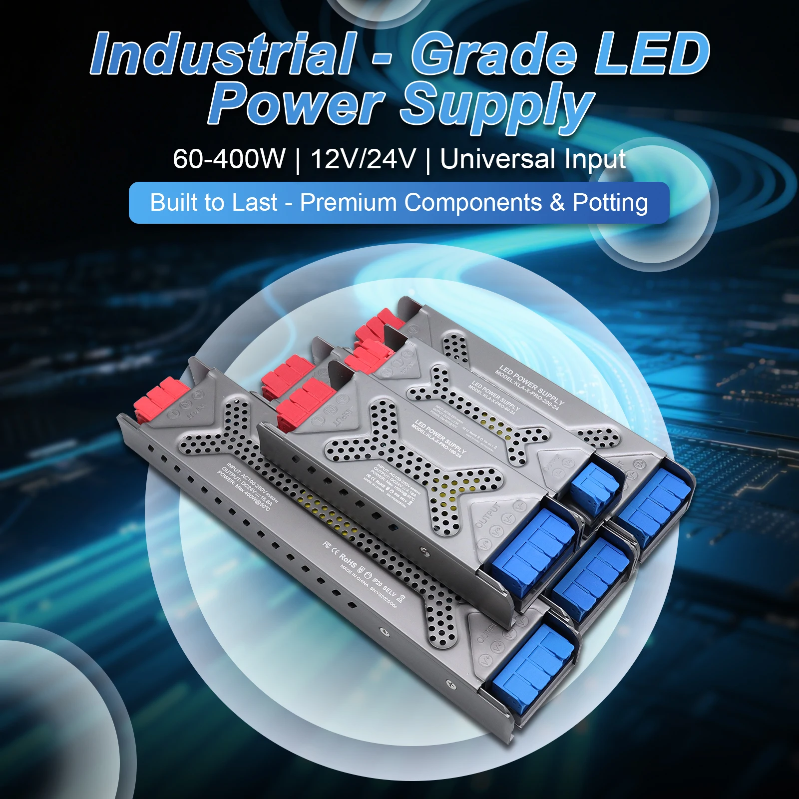 

12 В 24 В Новый светодиодный источник питания промышленного класса 60 Вт 100 Вт 200 Вт 300 Вт 400 Вт Трансформаторный светодиодный драйвер Поддержка светодиодной ленты
