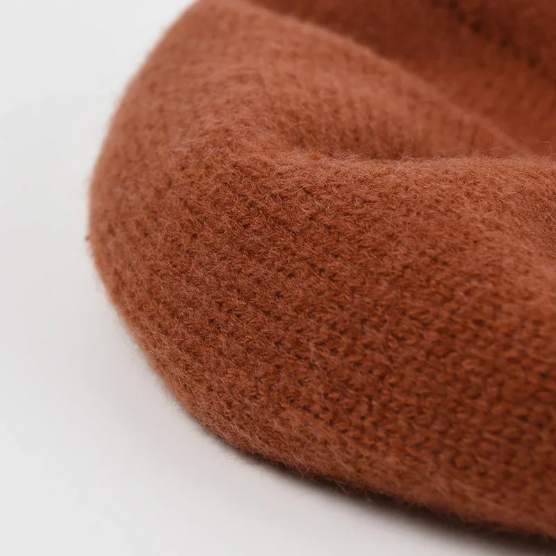 Women's Autumn Winter New Rolled Knit Beret Japanese Style Warm Painter Hat Slim Face