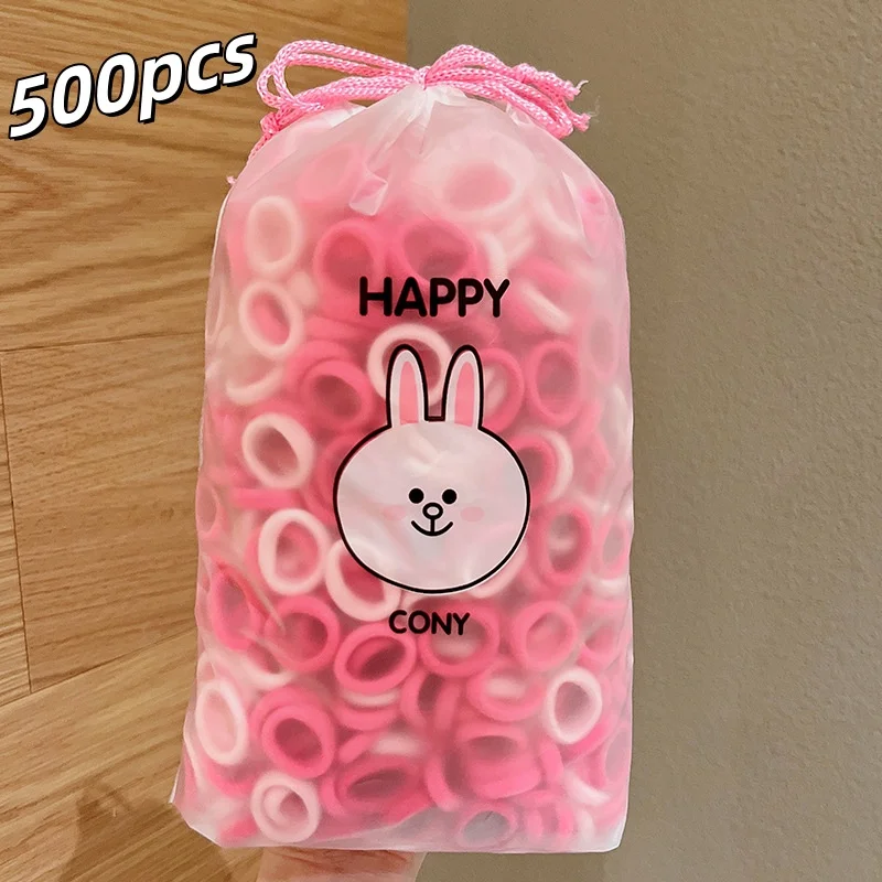 

500 шт./пакет, подарок, 2 см, детская резинка, высокоэластичная веревка для волос, косички для маленьких девочек, кольцо для полотенец ярких цветов, детская лента для большого пальца