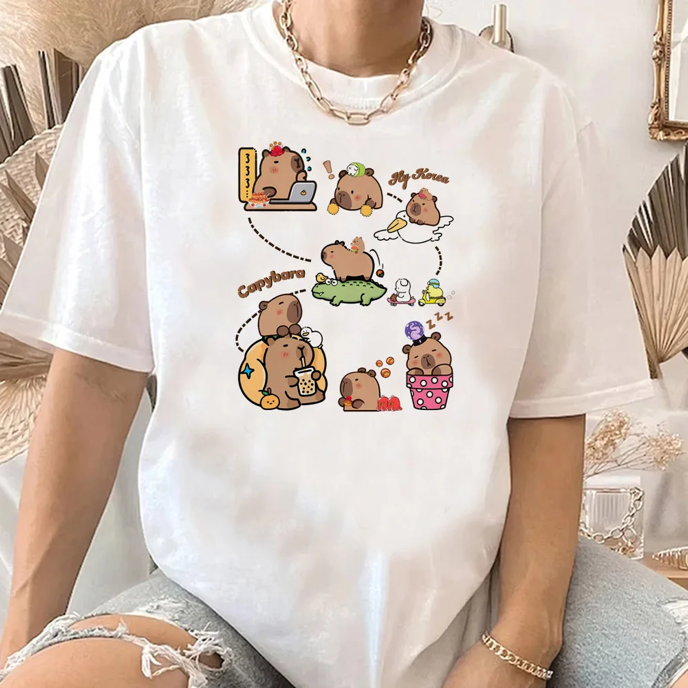Capibara Capybara t shirt women Graphic Trendy University harajuku  Psychedelic shirt Breathable streetwear Psychedelic anime