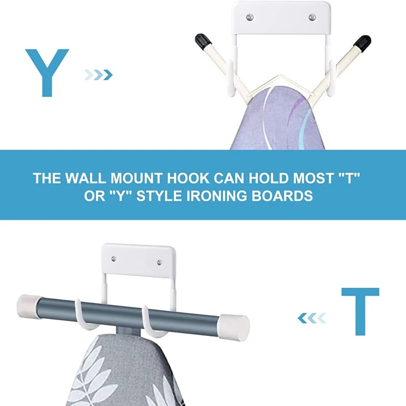 

A63K-Ironing Board Hanger, Ironing Board Hook, Ironing Boards Wall Mounted Holder, Large & Small Ironing Board