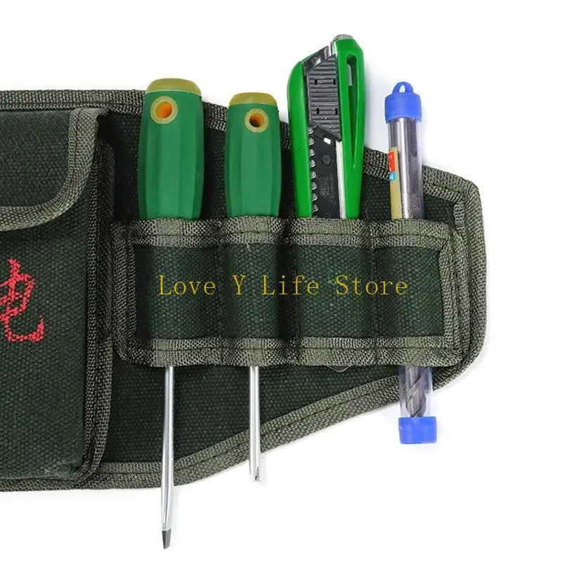 L74C Thick Canvas Bag with Multi-Pockets Hammer Screwdriver Holder for Electricians