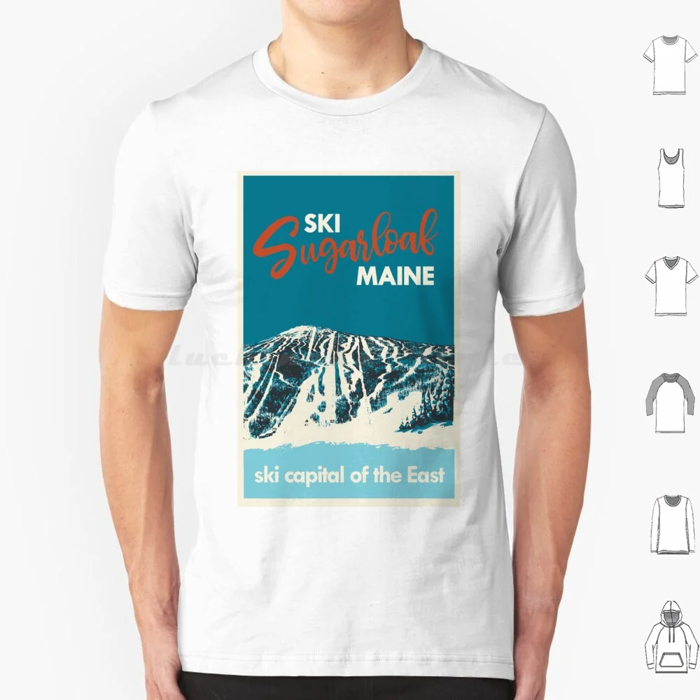 

Ski Sugarloaf Maine Vintage Poster T Shirt Cotton Men Women DIY Print Ski Skiing Winter Adventure Travel Vintage Retro Vintage