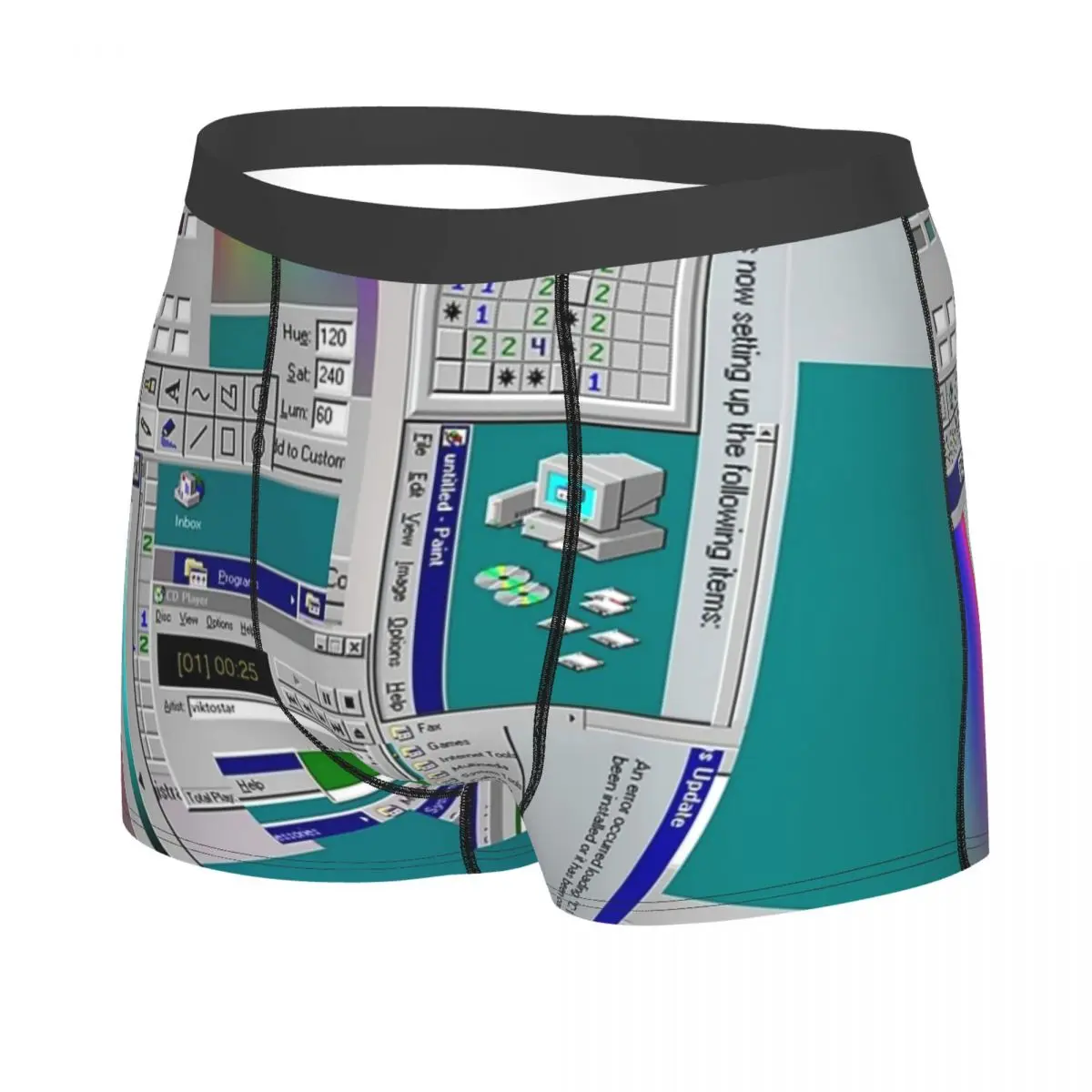 ボクサーパンツ ショーツ Windows 95 コラージュ パンティー 男性用通気性下着 オム男性ボーイフレンドギフト用