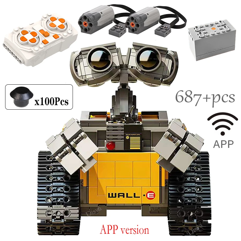 New 687 Pcs APP RC WALL E Motor Power Motor ized The Robot Building Blocks Idea Figures Model DIY Educational Toys For Children