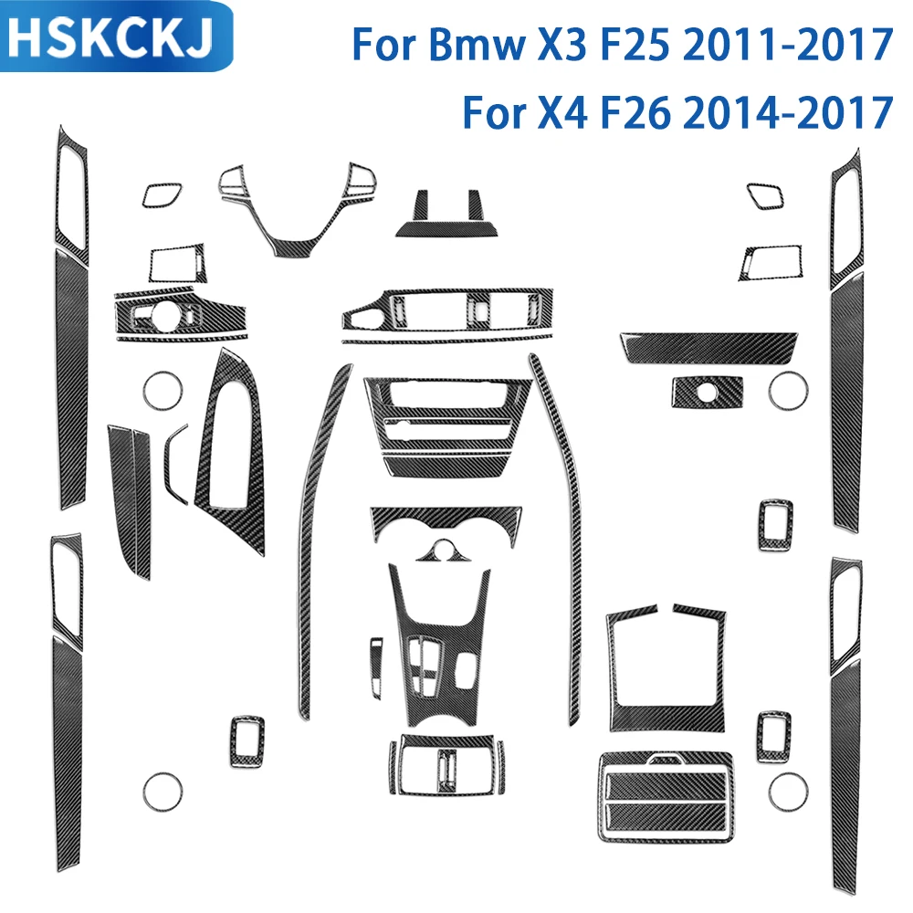 

Натуральное углеродное волокно для BMW X3 F25 2011-2017 X4 F26 2014-2017, аксессуары для салона автомобиля, вентиляционного отверстия, центральной консоли, декоративная наклейка