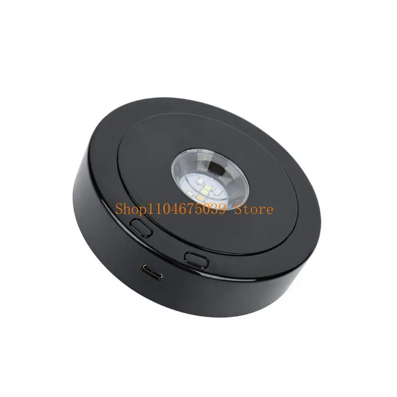 Rotating LED Display Stand with Various Light Modes USB Powered Base Rotating LED Platform for Crystal Glass Art Decors