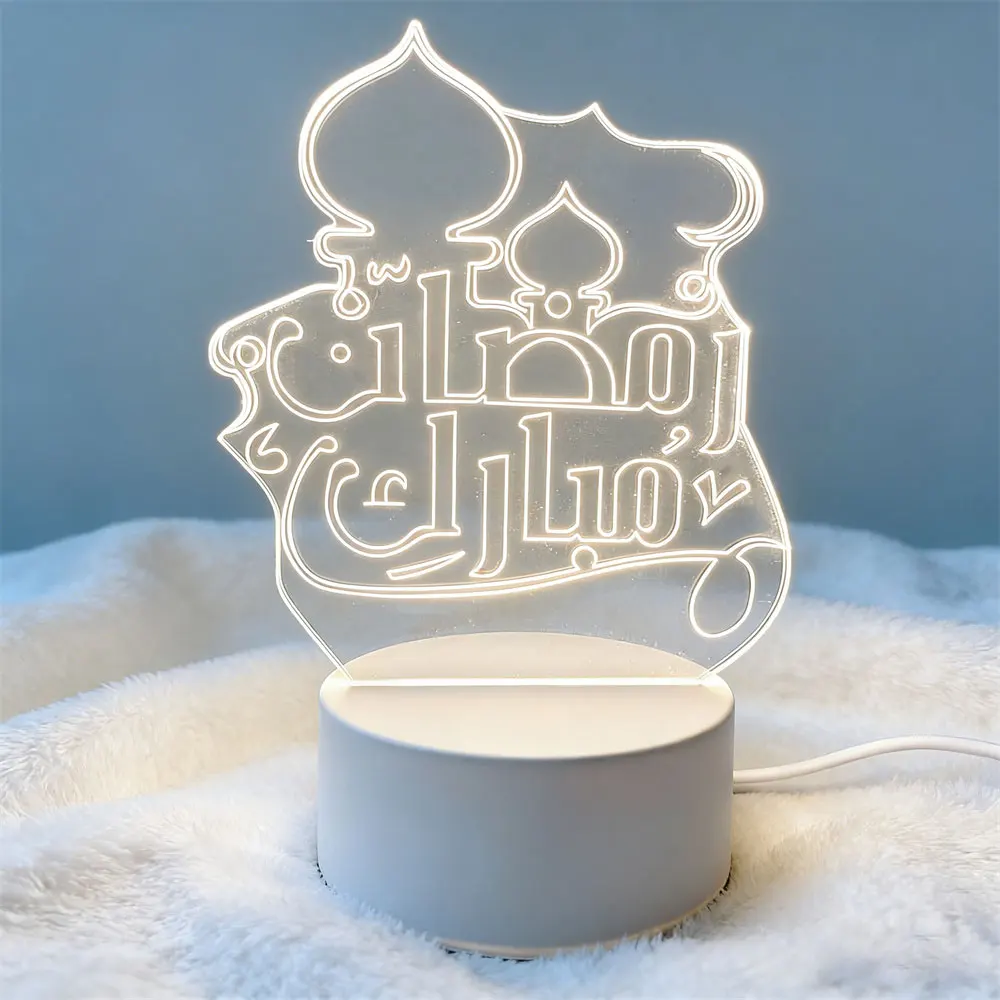 

Bedroom Deocr USB 3D Moon Castle Acrylic LED Night Light Eid Mubarak Ornament Holiday Lighting Ramadan Festival Party Decoration