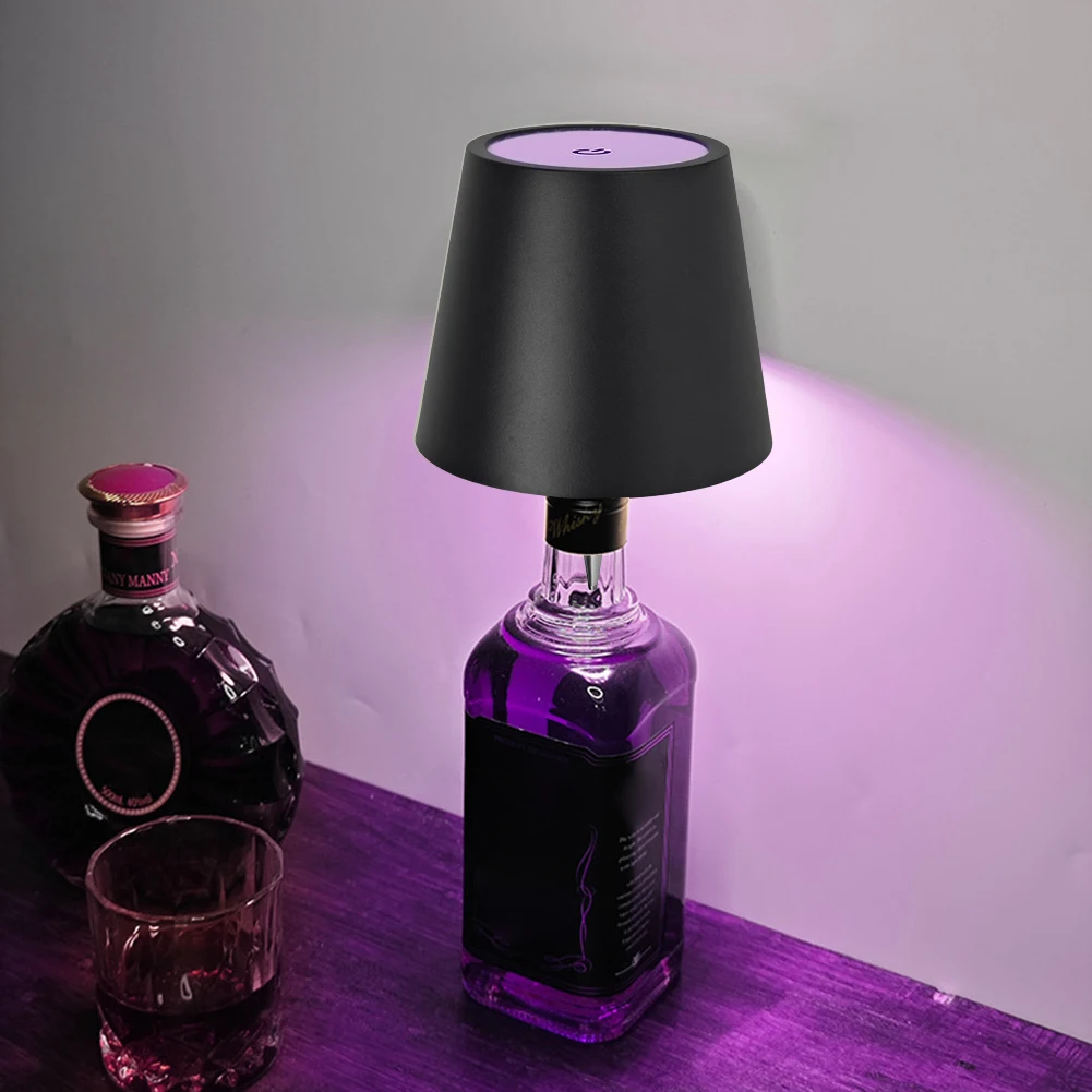 

Светодиодная лампа для бутылок с регулируемой яркостью, перезаряжаемая от USB, 2000 мАч, беспроводная сенсорная настольная лампа, режимы освещения RGB и 3 цвета для уличной столовой, спальни
