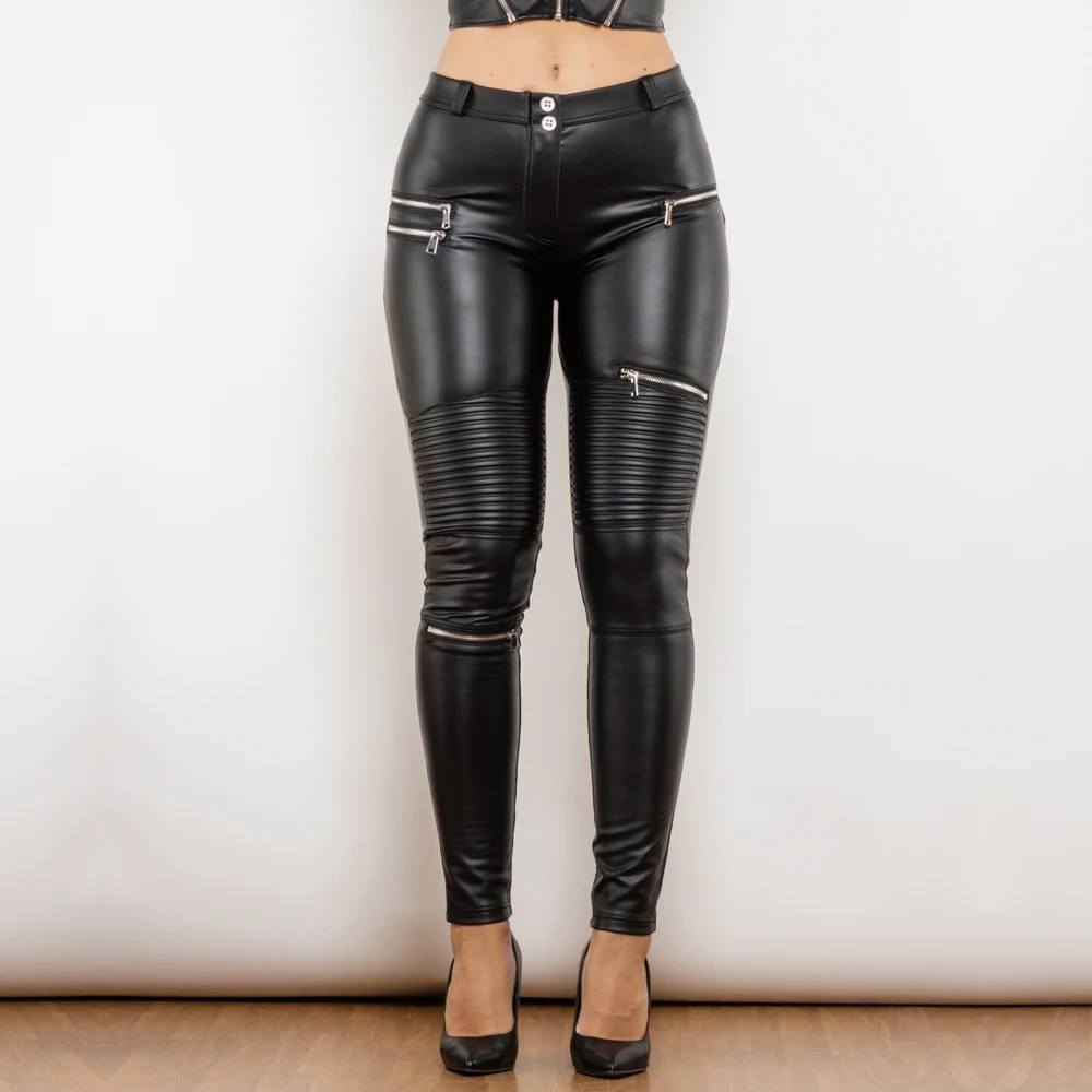 

Shascullfites Melody Women Matt Black Pu Leather Pants Push Up High Waist Elasticity Solid Sexy Casual Punk Leggings