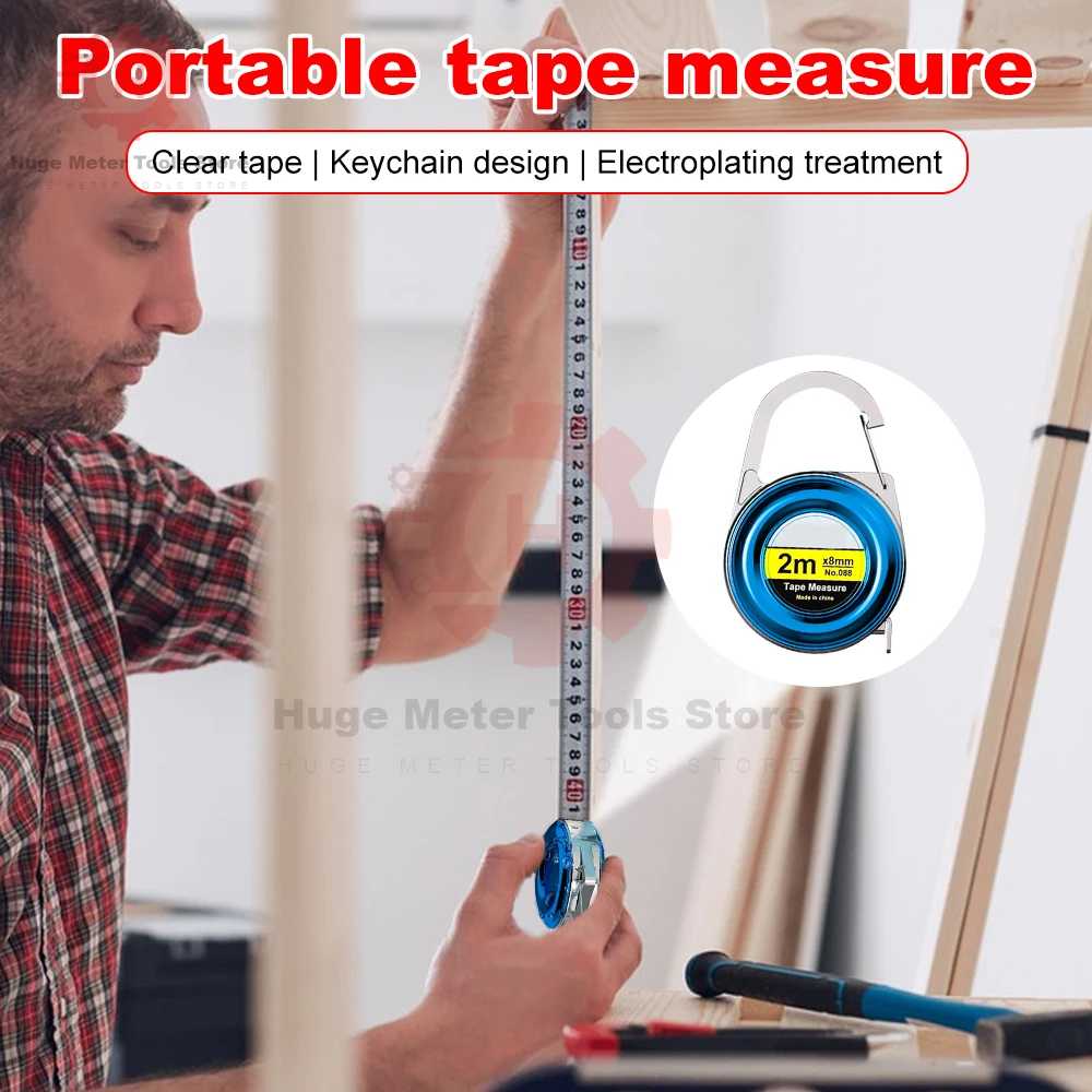 2m Mini Tape Meter Tape Tailor Ruler Keychain Measuring Tape Clothing Size Tape Measure Portable Sewing Tools Accessory