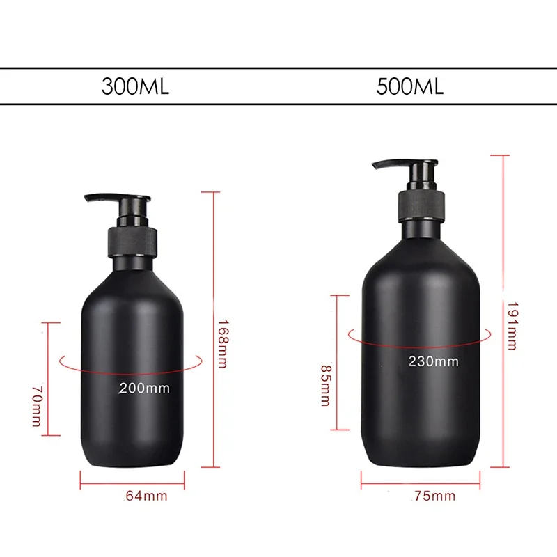 Matte Black Soap Dispenser Lotion Bottle Pump Refillable Empty Shampoo Conditioner Bathroom Shower Accessories 300/500ml