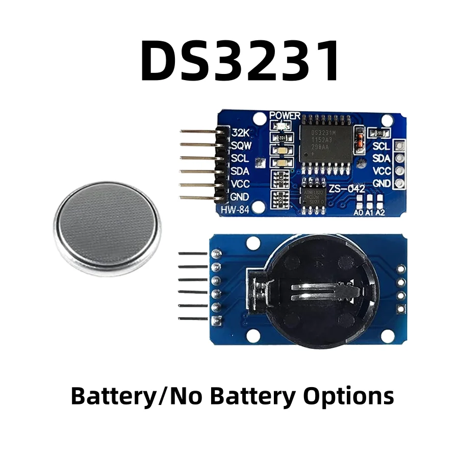 1PCS DS3231 IIC RTC Module with AT24C32 Memory, Precision Clock, Battery/No Battery Options for Arduino Raspberry Pi DIY